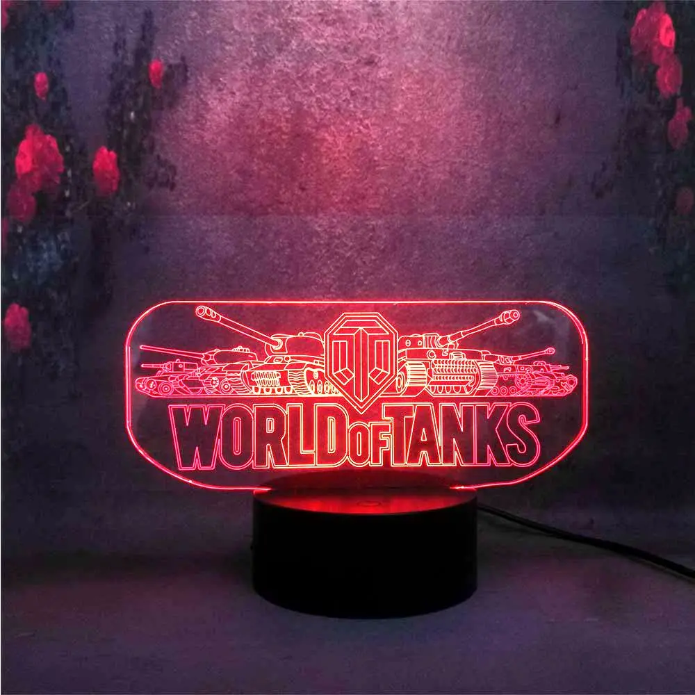 Go Game World OF Tanks Battla 7 цветов меняющий свет украшение для детской спальни ночник 3D USB