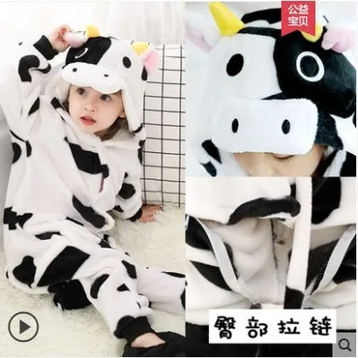 Cartoon dinosaur clothes children animal pajamas lovely coral flannel cartoon boys and girls thickened autumn and winter style i - Цвет: color9