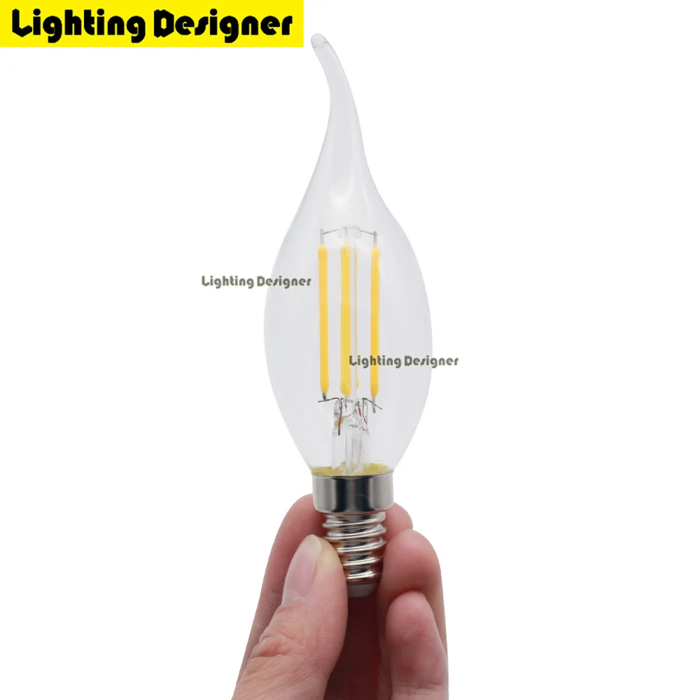 Свеча Эддисона лампа без мерцания светодиодный Лампа накаливания Эдисона C35 E14 4 W