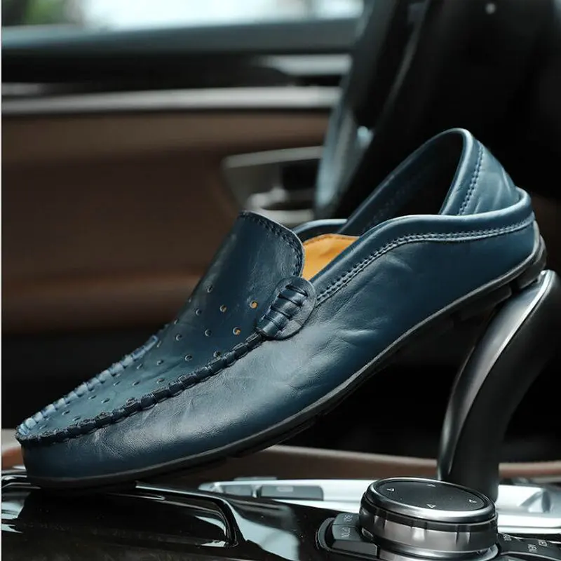 Мужская обувь без застежки Zapatos Hombre кожаная удобная повседневная на плоской