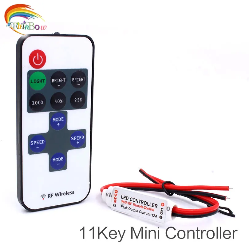 DC5 24V беспроводной мини светодиодный контроллер Диммер 11key RF пульт дистанционного