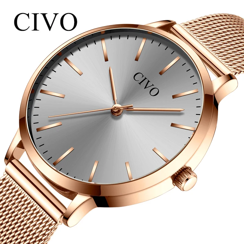 CIVO роскошные брендовые наручные часы для женщин водонепроницаемые с сетчатым