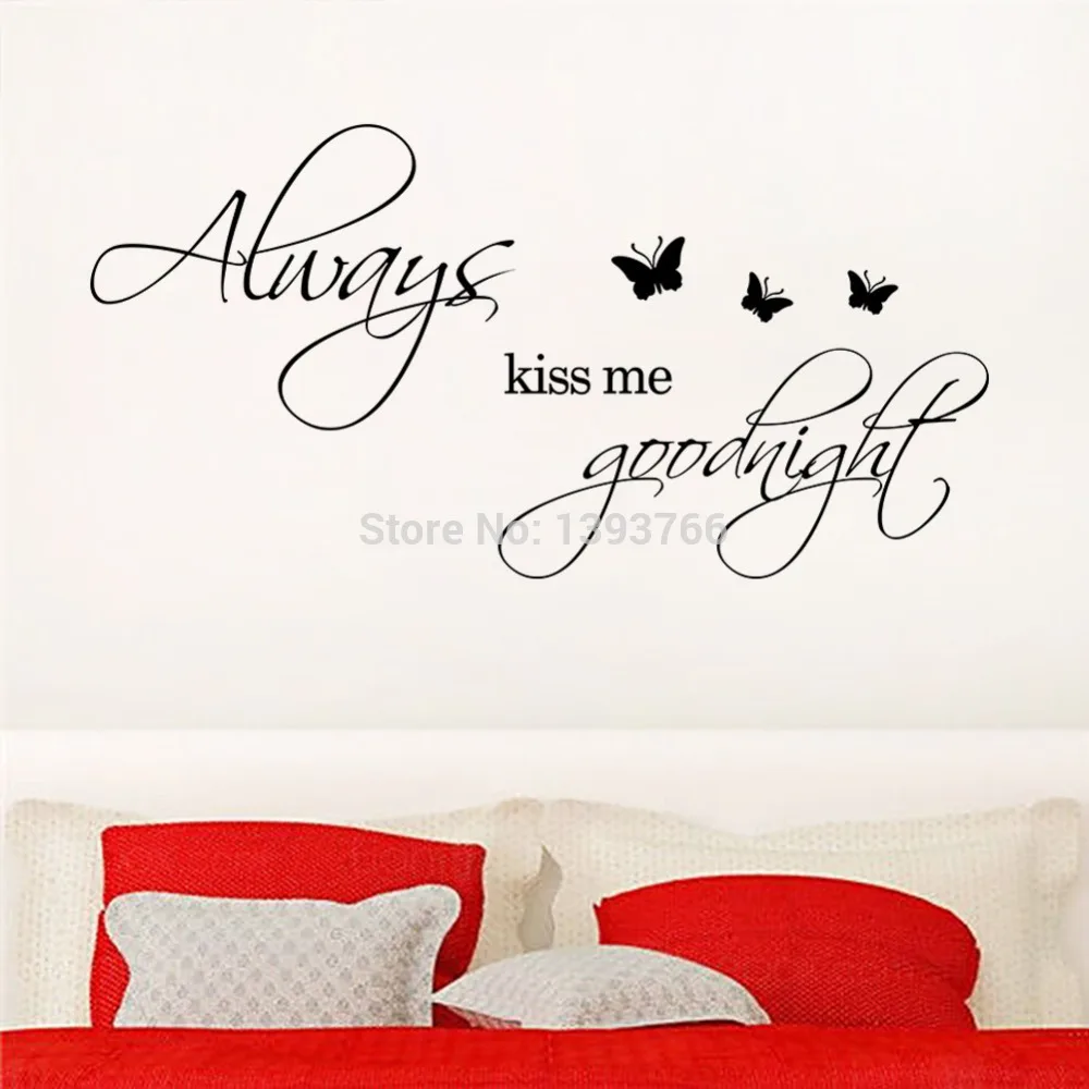 Заводская цена виниловая настенная наклейка с цитатой Always Kiss Me Goodnigt декоративная