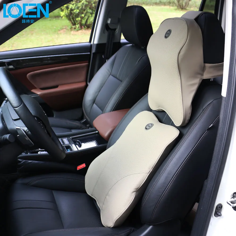LOEN 1 комплект Автомобильное Сиденье Поддержка спины подушка для шеи Подушка с эффектом памяти чехол для сиденья подголовник поясничная Подушка подушечки с начесом уход за автомобилем