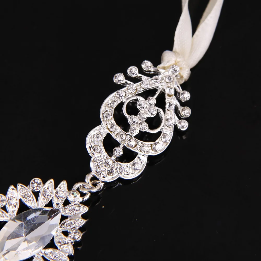 Романтическая модная с кристаллами и жемчугом головной убор Серебряная