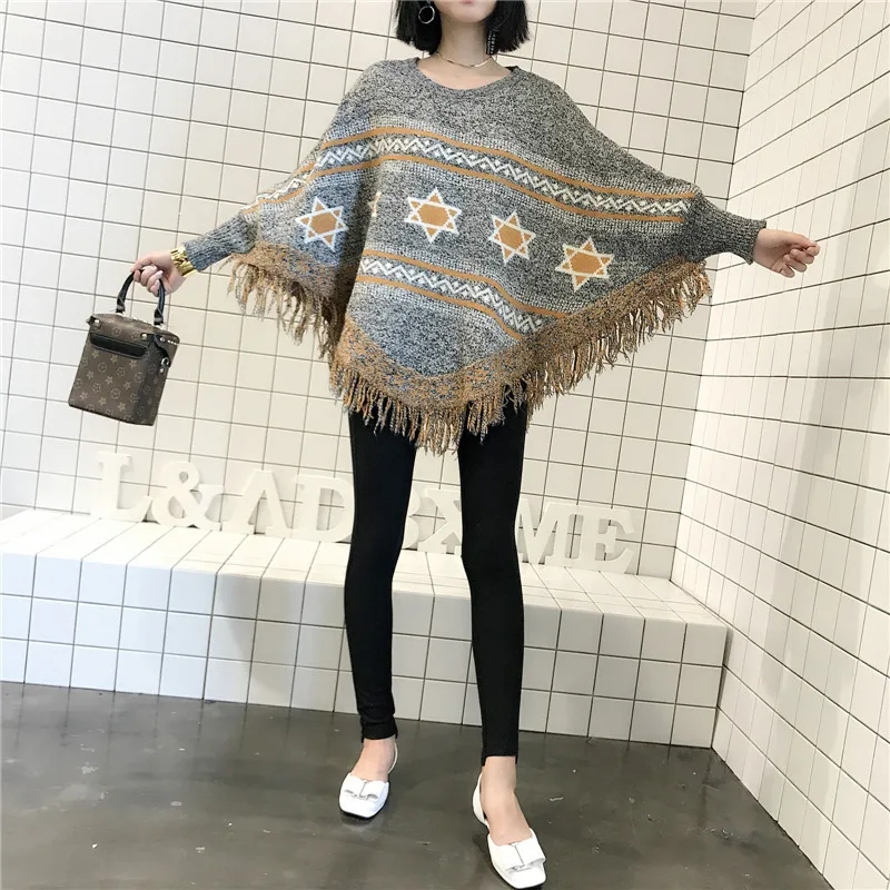 Осень-зима Для женщин в клетку с длинными рукавами кисточкой Повседневный