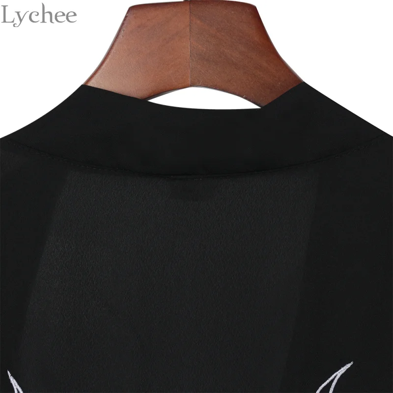 Женский кардиган кимоно Lychee в стиле Харадзюку с вышитыми призраками осеннее