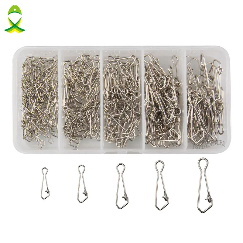 JSM 260 шт./коркор. безопасные защелки из нержавеющей стали|swivel solid rings|snap swivelfishing hook |