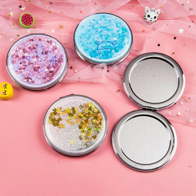 Креативные Женские Блестящие Блестки зыбучий песок портативное круглое