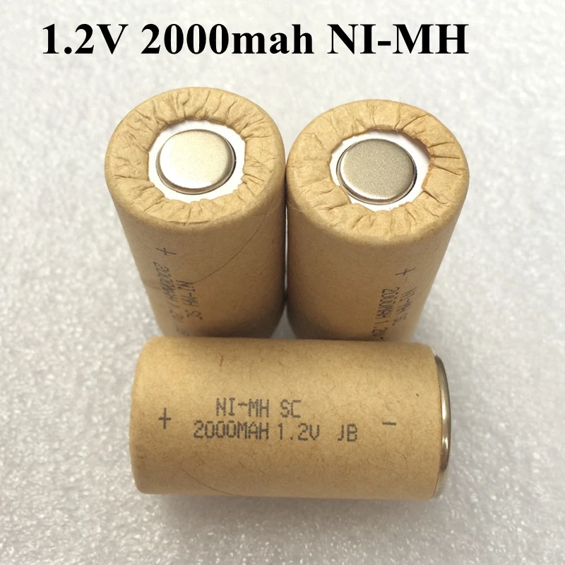 Аккумуляторная батарея 10 X NiMH 1 2 В SubC SC 2000 мАч обернутая бумагой (плоская верхняя