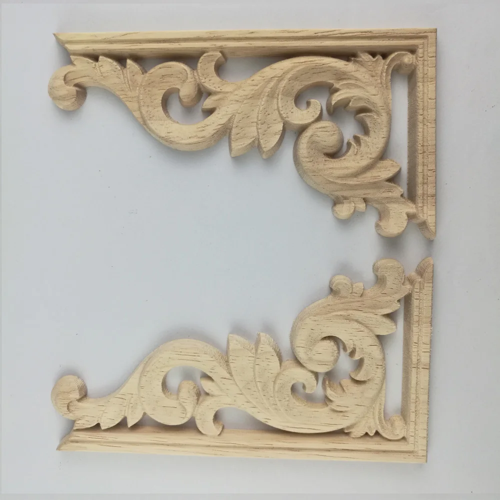 

1PC Classic Woodcarving Decal Wood Carving Decal Corner Applique Frame Home Furniture Decoration Decorative Sculptures 13*7CM