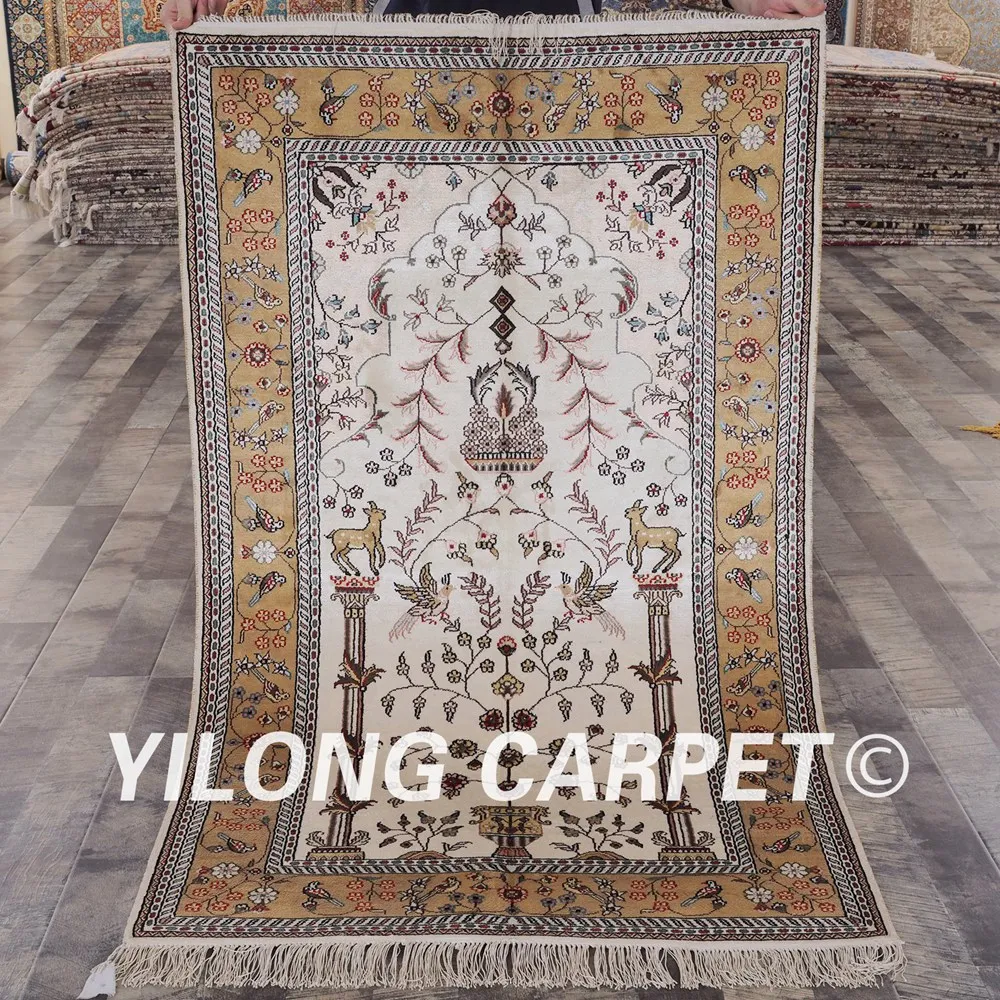 YILONG 3 'x 5' ручной работы восточные двери жизни ковер желтый и белый изысканный