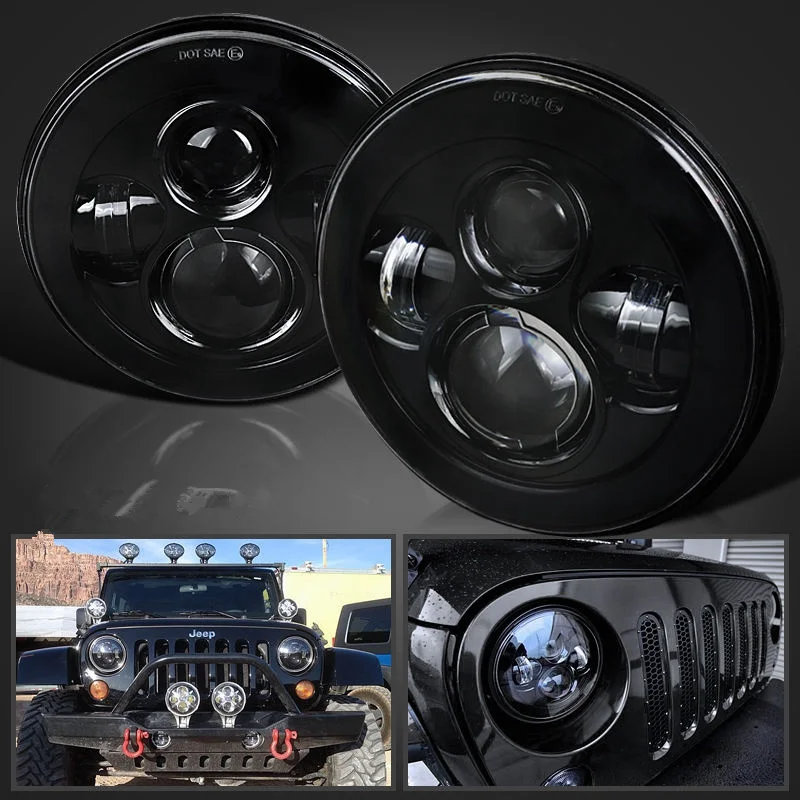 Для Jeep JK TJ " круглый светодиодный налобный фонарь для Jeep Wrangler 97-18 Hummer Toyota Defender Lada 4x4 7" светодиодный налобный фонарь для мотоцикла