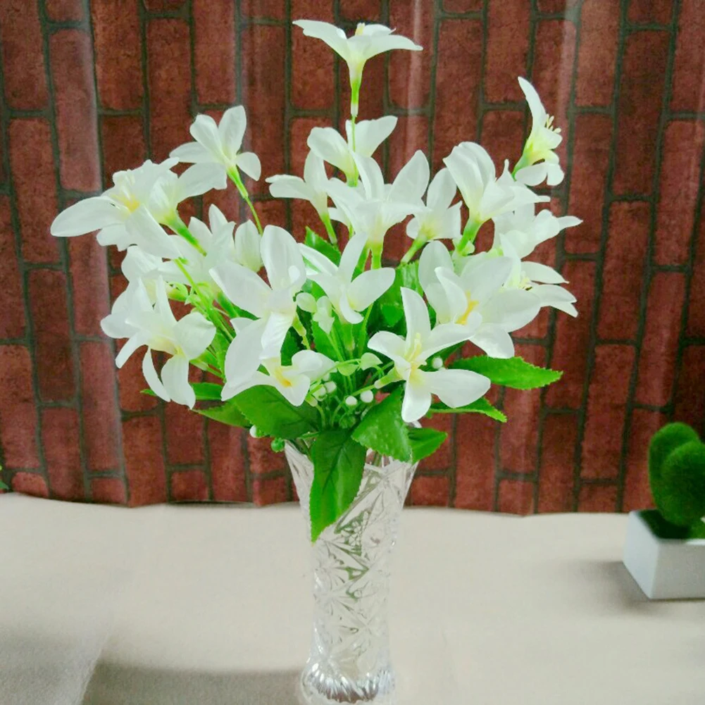 10 вилка 30 головок искусственный Нарцисса Искусственные цветы с букет листьев