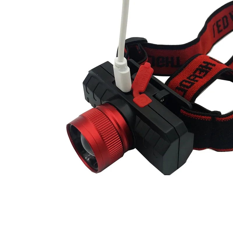 Новый Головной фонарь с зарядкой от USB регулируемый головной T6 LED 18650