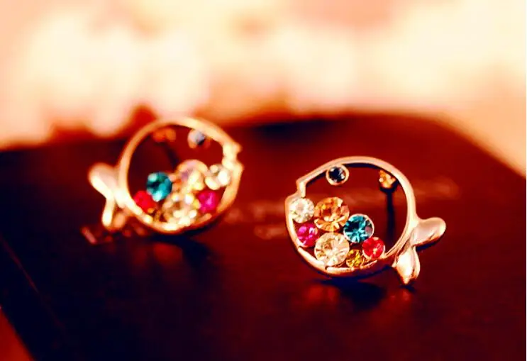 Женские серьги-клоуны с кристаллами серьги-рыбки толстым Китом ювелирное