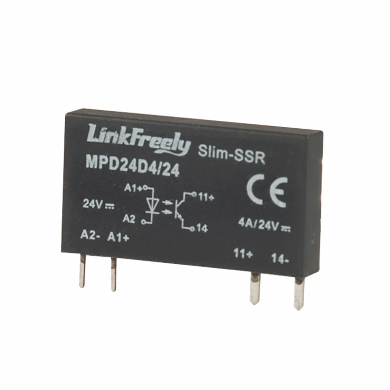

MPD24D4/24 4-контактный PCB микро-модуль реле напряжения 24VDC в 24VDC/4A выход, умный автоматический DC SSR твердотельный банк реле Мини