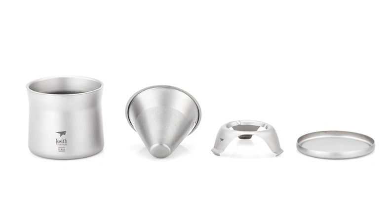 Keith titanium 220 мл кофейная чашка, портативное ситечко для чая, Сверхлегкий фильтр для кофе, воронка, только 108 г, Ti3911