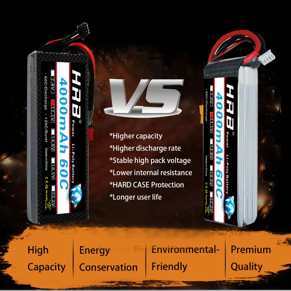 Аккумулятор HRB RC Lipo 2S 3S 6S 4000 мАч 4200 аккумулятор с твердым корпусом Deans XT60 T EC5 для