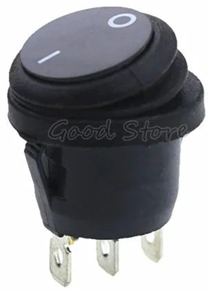

1pcs On-Off KCD1-2 3Pin 220V Black Round Boat Car Rocker Waterproof Switch
