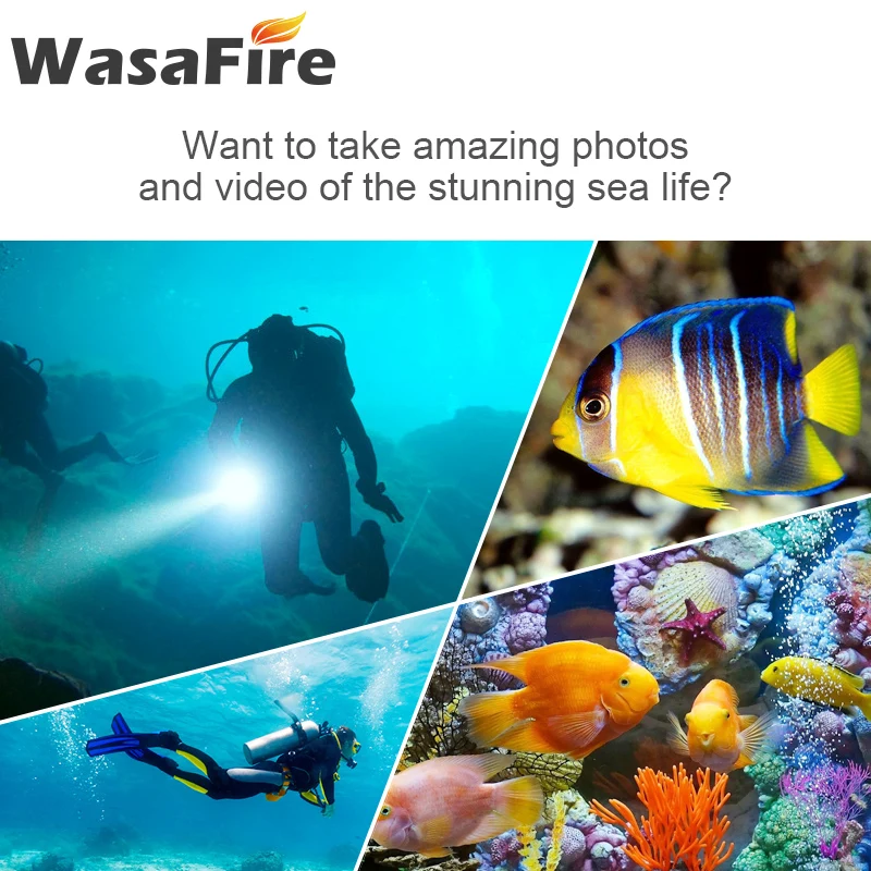 Светильник для фотосъемки видео подводный 80 м тактический белый красный фонарь