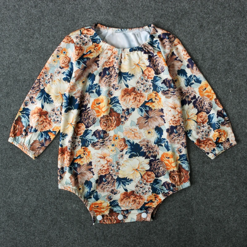 2017 Сезон весна-осень Цветочный принт с длинными рукавами для новорожденных