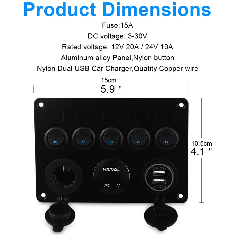 Dual Car USB Charger Voltmeter Switch Panel 12v 24 Socket Power Outlet Adapter Chargers For Smartphone With Led Display | Мобильные