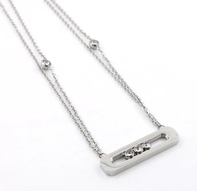 silver color Женское Очаровательное ожерелье из нержавеющей стали, розовое золото, длина 45 см, CZ ожерелья со стразами, роскошные ювелирные изделия для девушек - Окраска металла: silver color