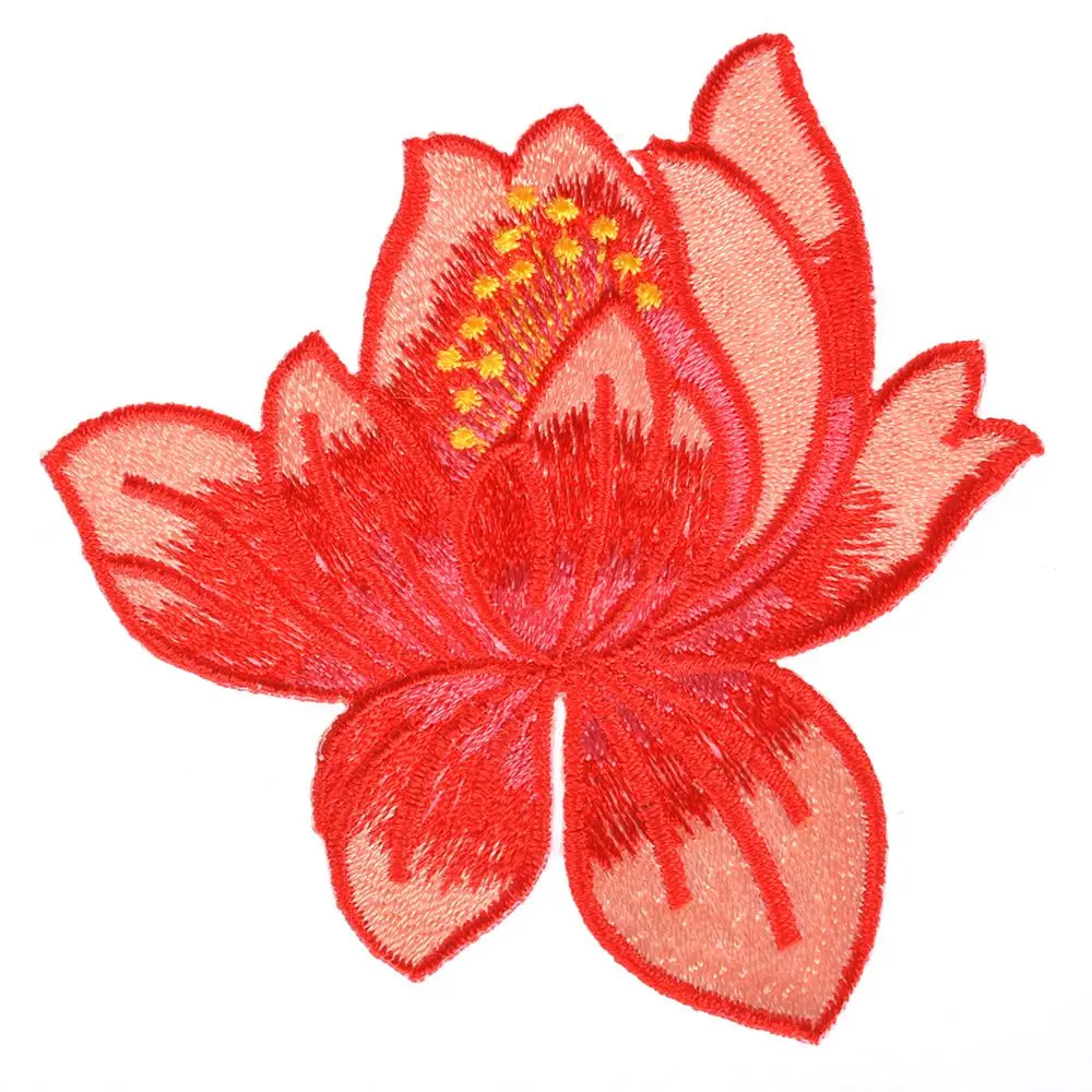 Милый красочный Лотос аппликация нашивка цветы вышитые пришить УТЮГ НА одежде