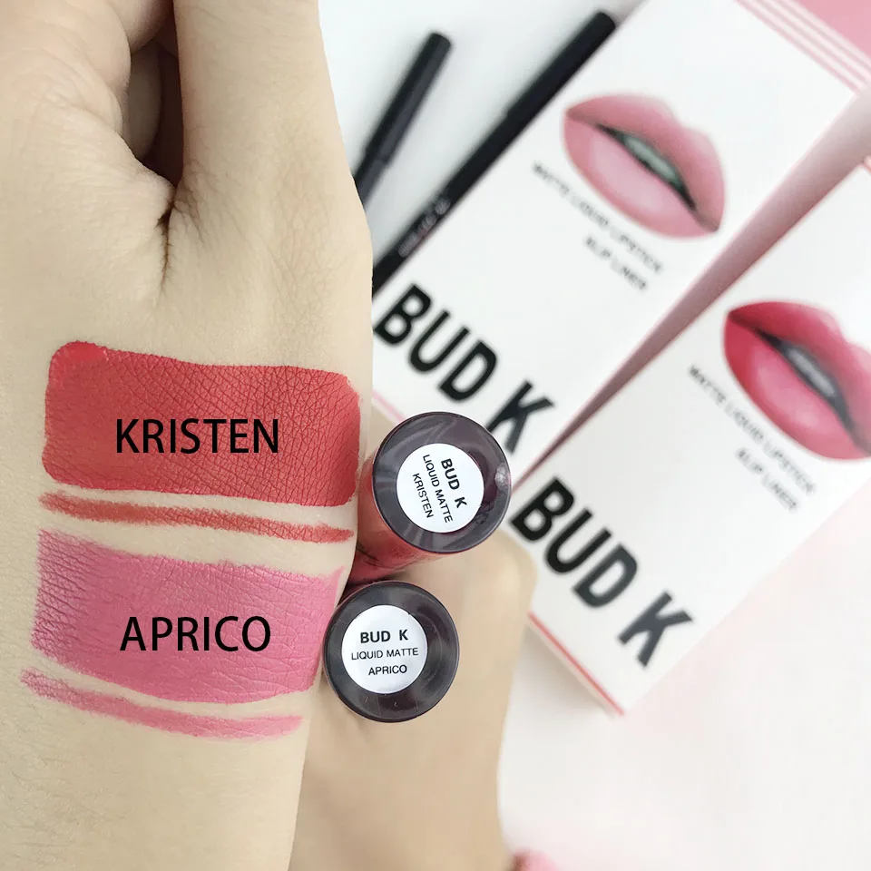 Бутон к 2018 матовая помада Матовая жидкая + карандаш для губ фиолетовый красный