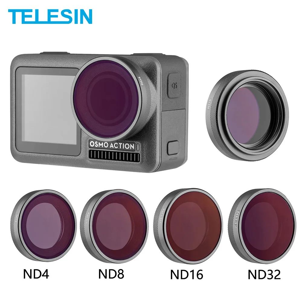 Фильтр для объектива TELESIN ND4 8 16 32 нейтральная плотность Протектор алюминиевый