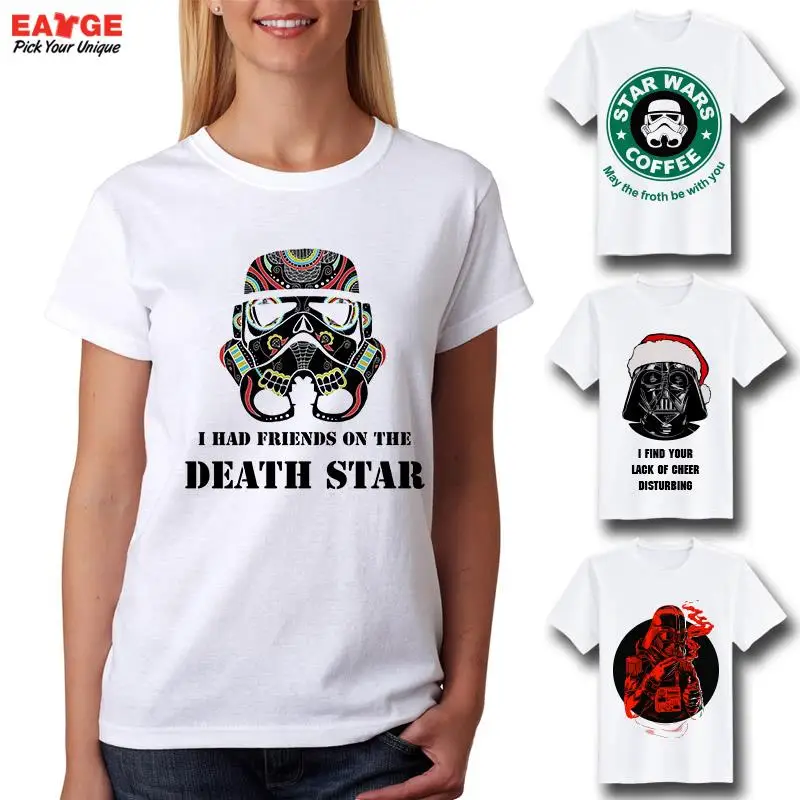 Творческий Повседневное Топ Прохладный звездные войны футболка смешной фильм с