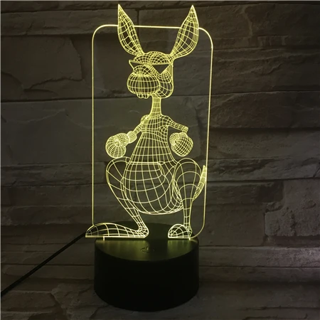 Мультфильм животных КЕНГУРУ 3D светильник видения USB Lampara Led Настольная лампа 7