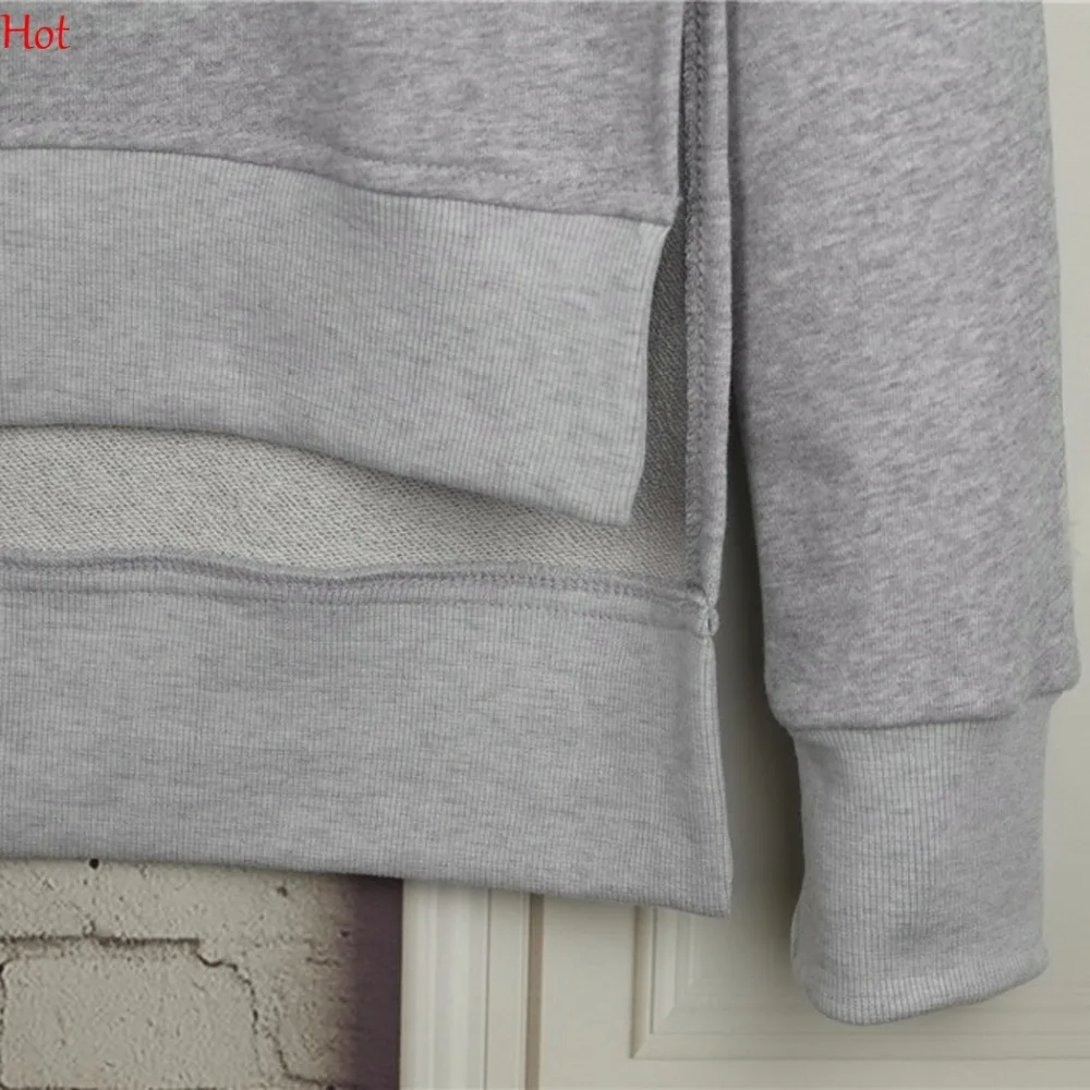 Хит корейская мода женские толстовки повседневные с длинным рукавом одноцветные