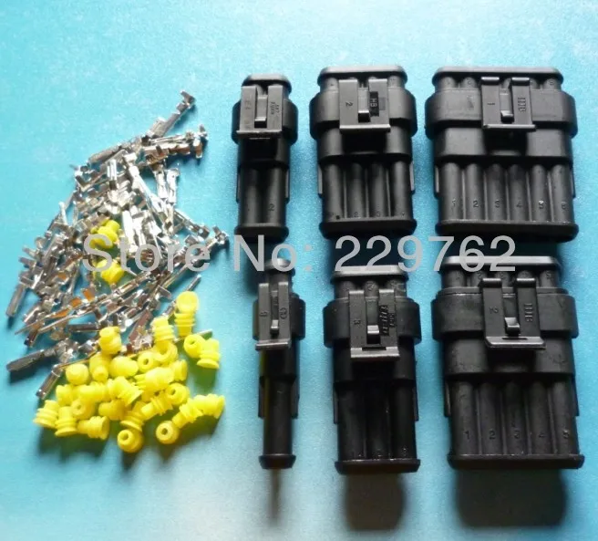 

Free Shipping 36 sets 1/2/3/4/5/6 Pin/way HID 1.5 Car Waterproof Electrical connector kits,6 in 1 sample kits for car boat ect.