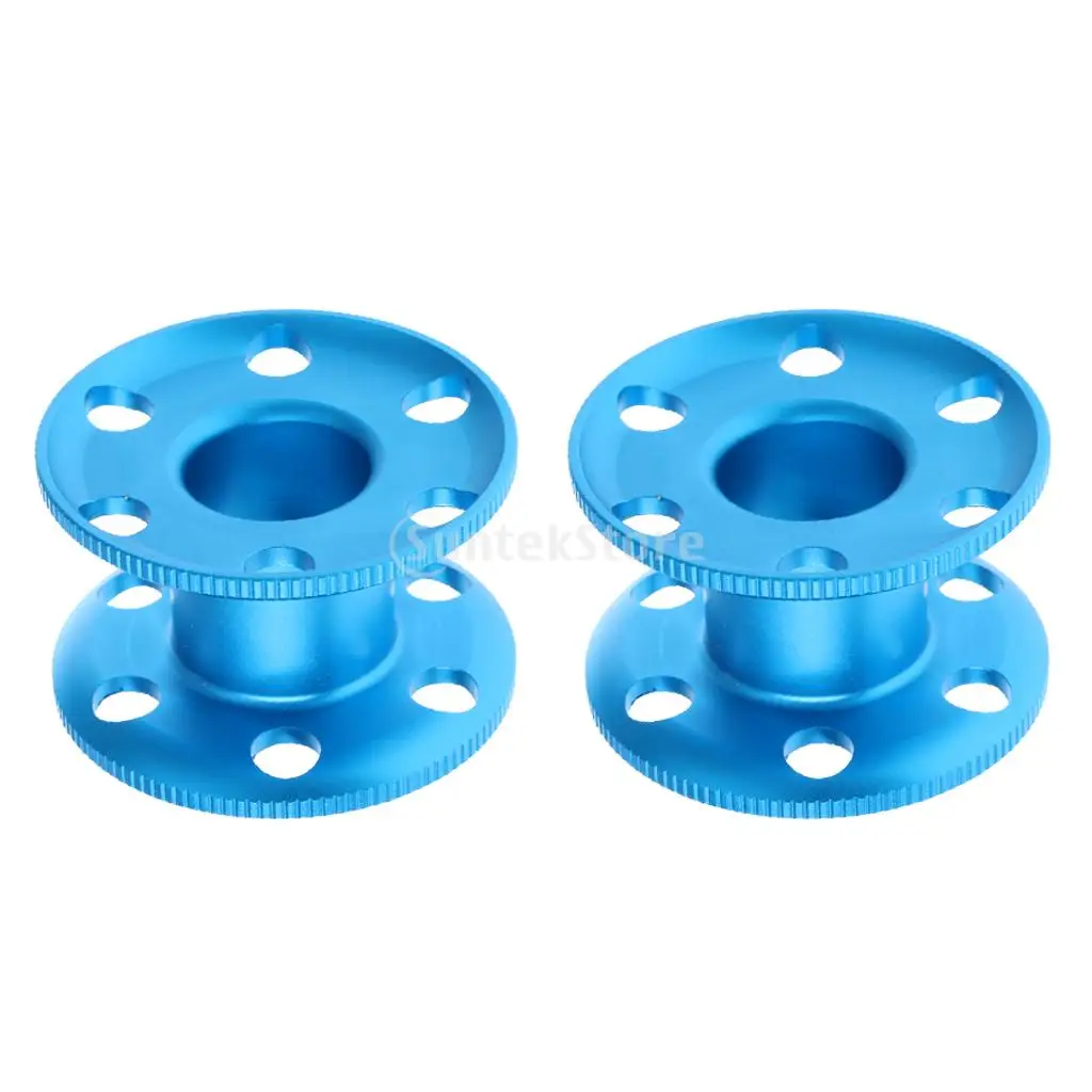 

2Pcs Aluminum Alloy Lightweight Scuba Diving Finger Spool Dive Reel Guide Line Spool Snorkeling Gear Equipment Blue