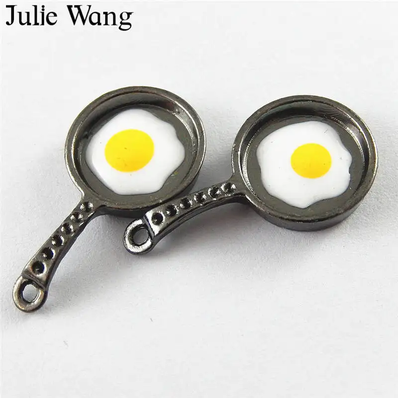 Julie Wang 10 шт. сплав пистолет черная эмалированная кастрюля Подвески ожерелье