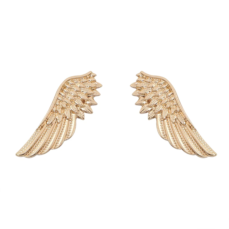 Фото Булавки для воротника мужские и женские, золотистые металлические, с перьями броши в виде крыльев, 1 пара, брошь унисекс №2