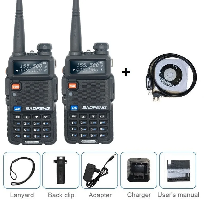 add cable 2 шт. BAOFENG BF-F8 рация UHF VHF Двухдиапазонный портативный любительский радиопередатчик 1800 мАч полицейский сканер мобильный трансивер похожие GT-3 - Цвет: add cable