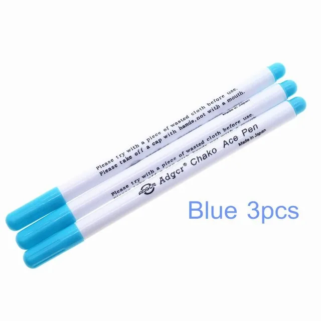 blue 3 шт. стежка маркеры растворимого крест стежка воды стирающиеся ручки втулка чернила ткань маркировка Ручка DIY рукоделие швейная фурнитура - Цвет: blue