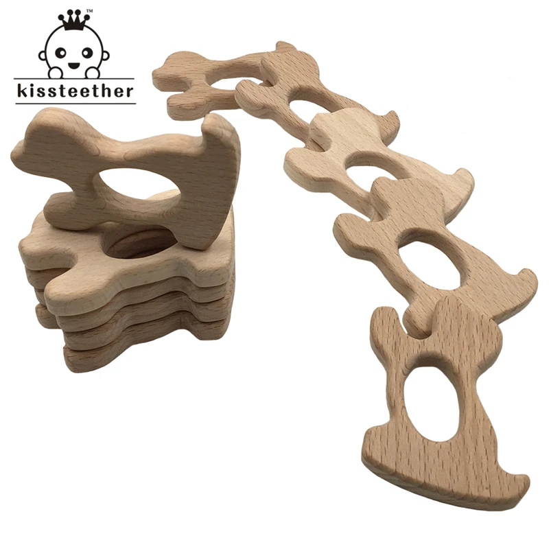 Прорезыватель из буковой древесины Aniamls деревянное ожерелье с подвесками дерева