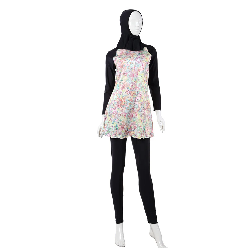 Женский мусульманский купальный костюм с цветочным принтом большого размера S-XXXL