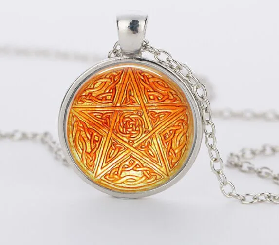 Модный фиолетовый пентаграмма Wicca колдовство Япония кулон ожерелье ювелирные изделия скрытый Шарм ожерелья - Окраска металла: silver