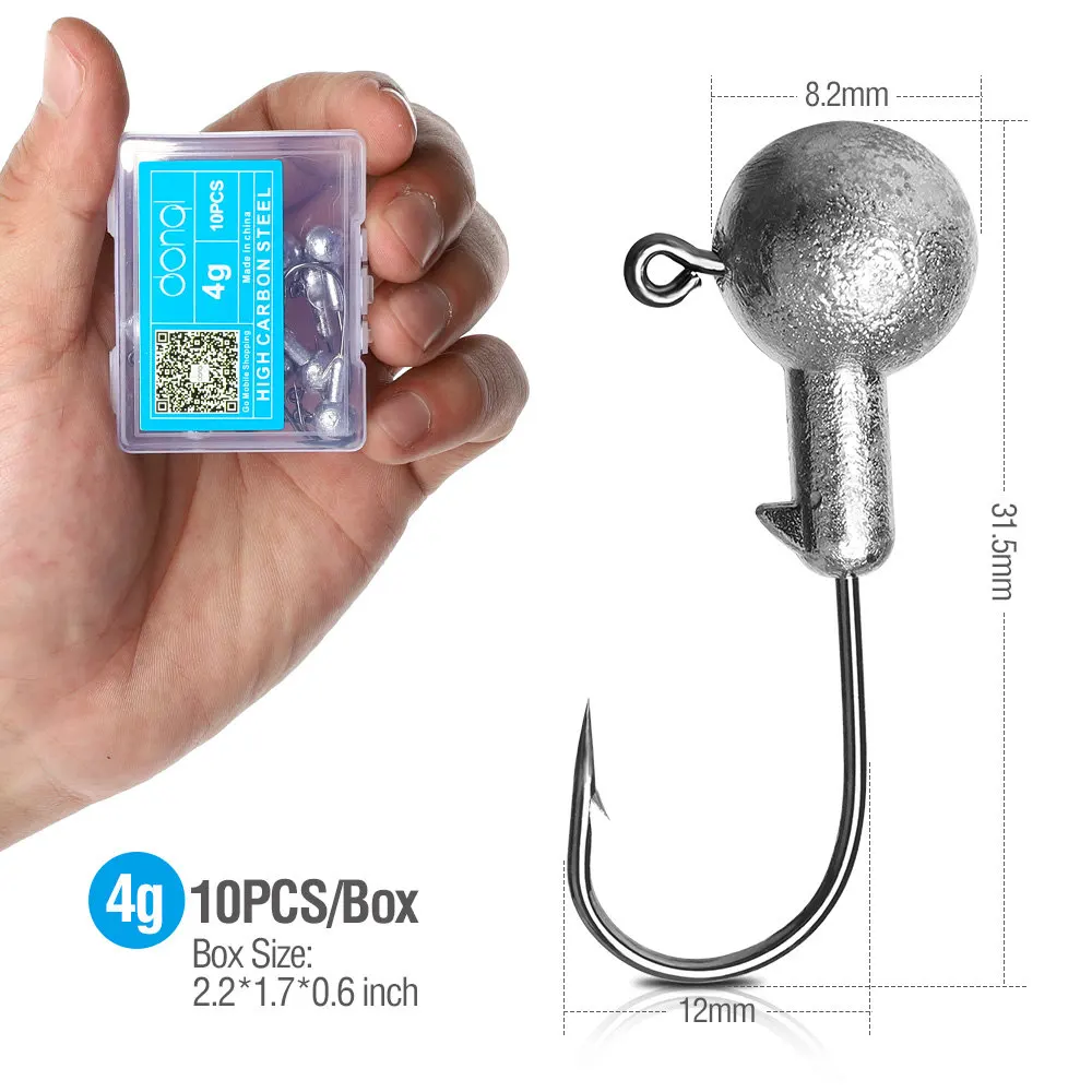 4g DONQL 10 шт./кор. Lead Jig Head рыболовный крючок кривошипно Jig Head крюк для ловли карпа рыболовные приманки 1-20 г мягкий червь рыболовные снасти аксессуары - Цвет: 4g