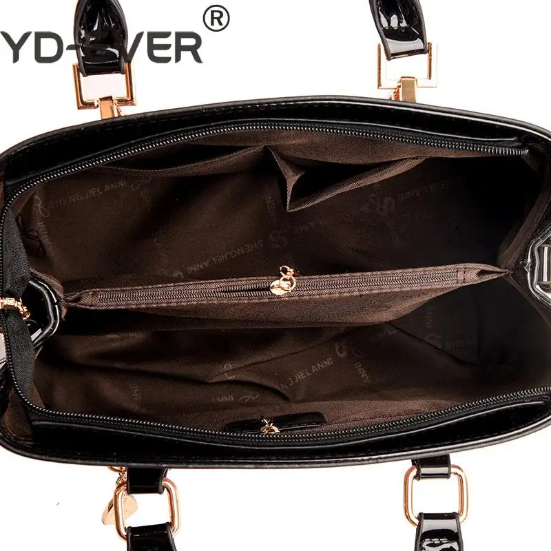 Женская сумка тоут из лакированной кожи с ручками и плечевым ремнём|Сумки