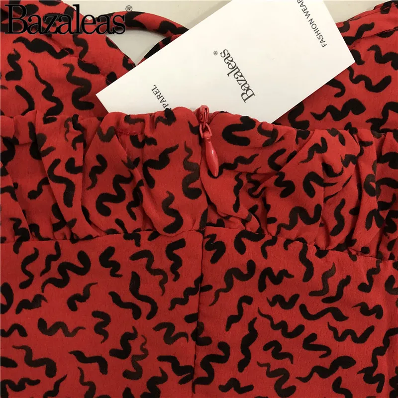 Bazaleas регулируемый галстук-веревка на плечо vestido красное летнее платье молнии