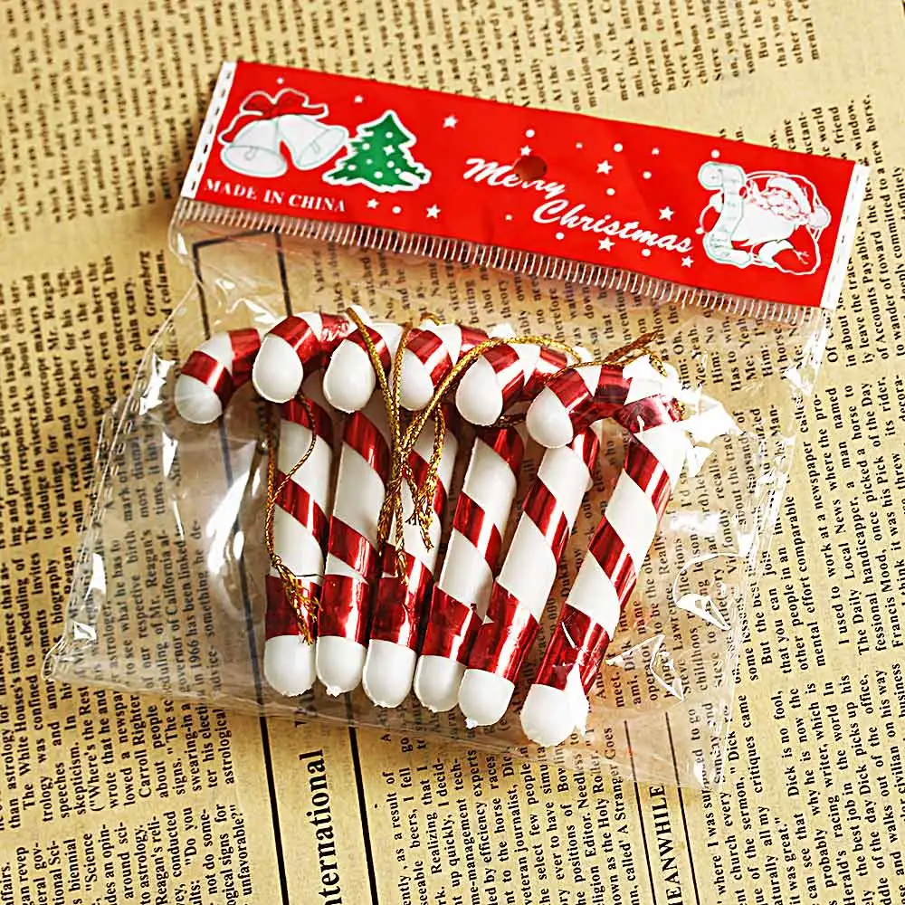 6Pcs Beautiful Vivid Christmas Candy Cane Ornaments Party Xmas Tree Hanging Decoration Xmas Decor