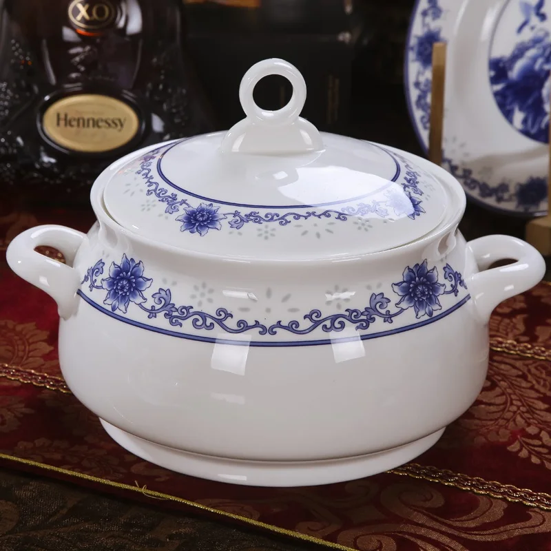 Preise Guci 58 Stücke Jingdezhen Hochwertigen Bone Emaille In Die Farbe Blau Und Weiß Exquisite Porzellan Reichen Pfingstrose Keramik Geschirr Set