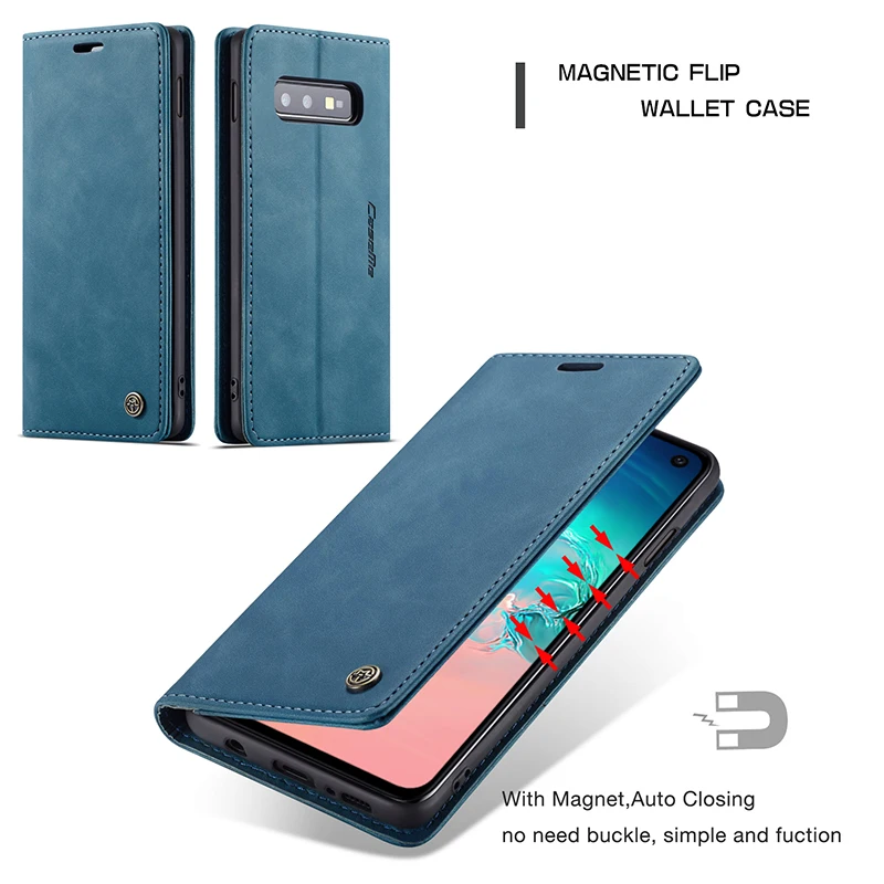 Роскошный Магнитный кожаный чехол для телефона, сумки для samsung S8 S9 S10 Note10 Plus 5G, винтажный флип-чехол для телефона Galaxy A30 A40 A50 A70