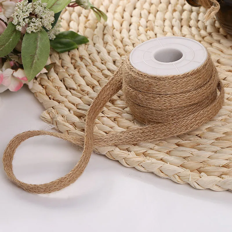 Natural Burlap Hessian Roll Jute Twine Cord Hemp Rope String Trim Rustic Wrap Gift Packing Wedding Party Decoration | Дом и сад